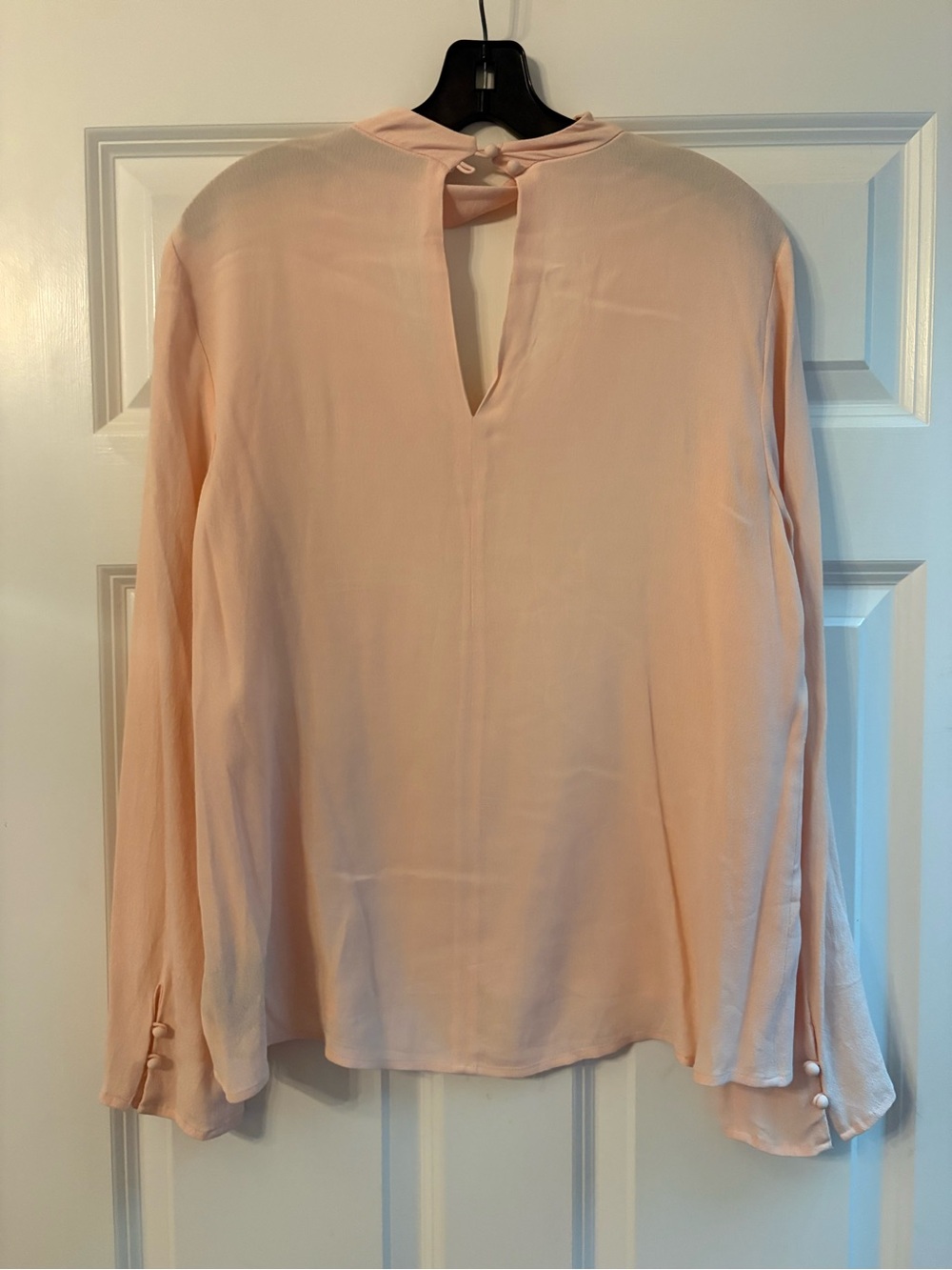 Sanctuary V-Neck Long Sleeve Top with Keyhole Collar in Blush Pink - Picture 3 of 5